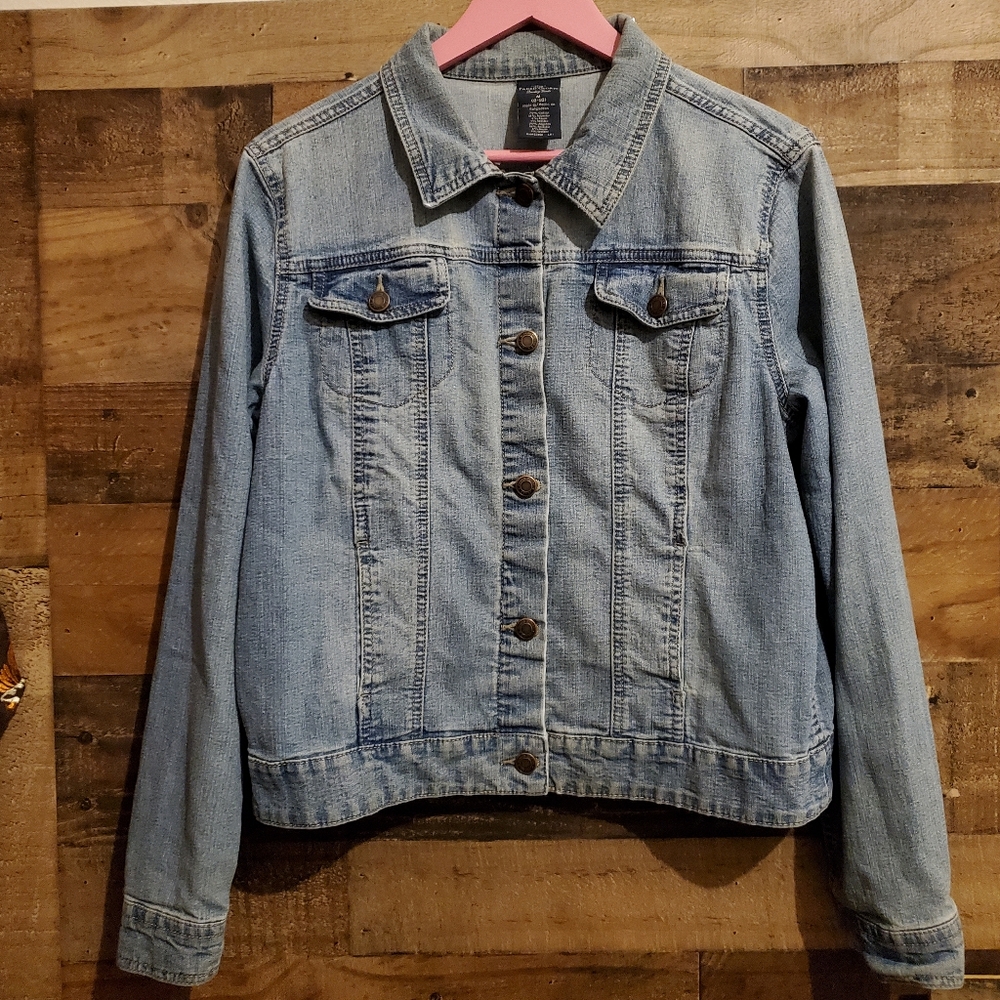 Y2k Faded Glory Denim Jean Jacket Womens Cowgirl Western Boho Grunge 90s Size M